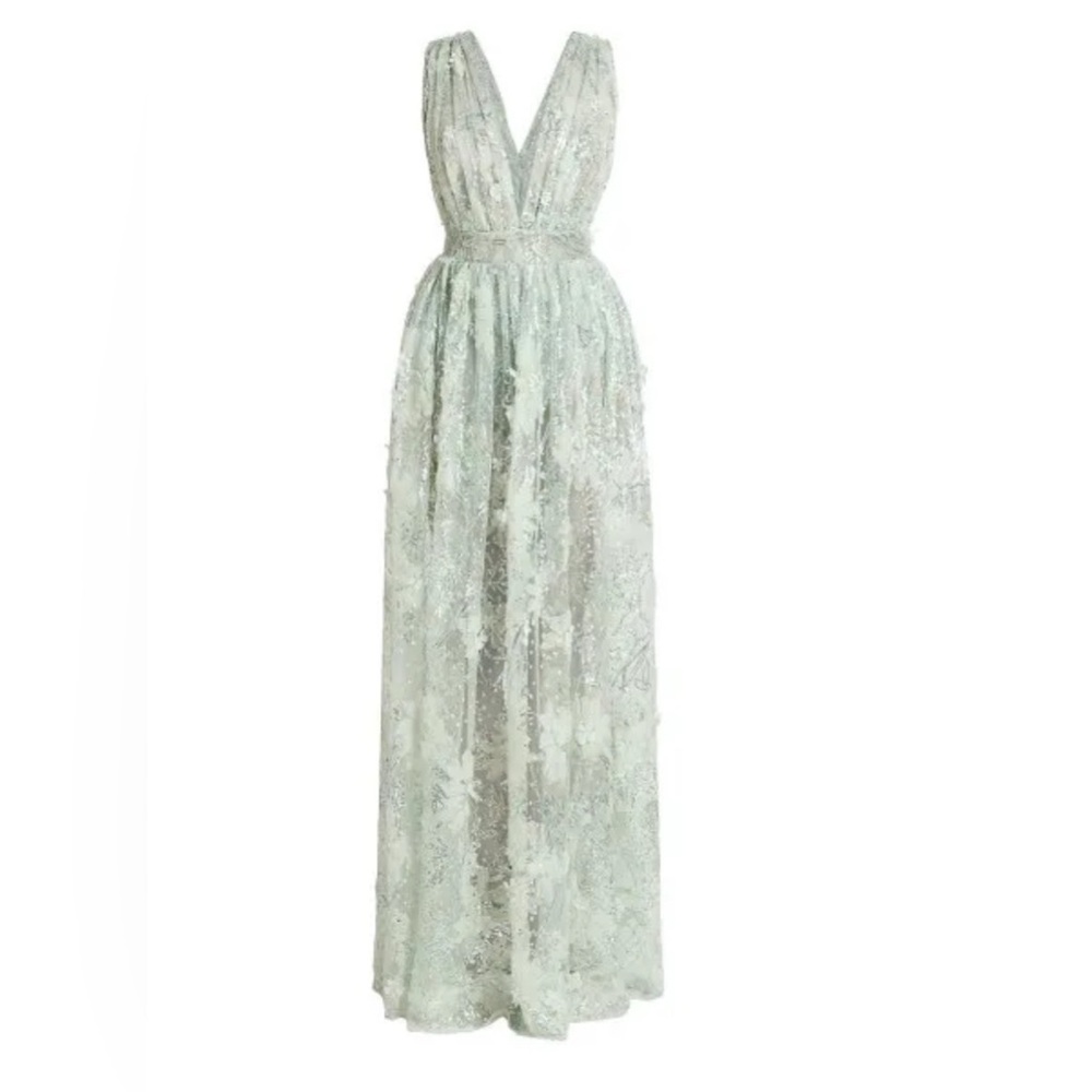 Zuhair Murad Mint Lace Maxi Dress
